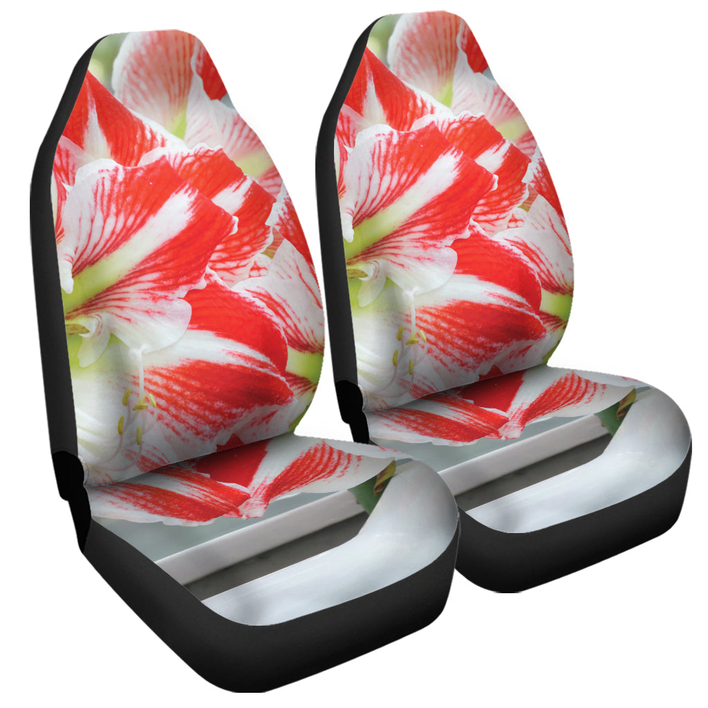 Red And White Amaryllis Print Universal Fit Car Seat Covers