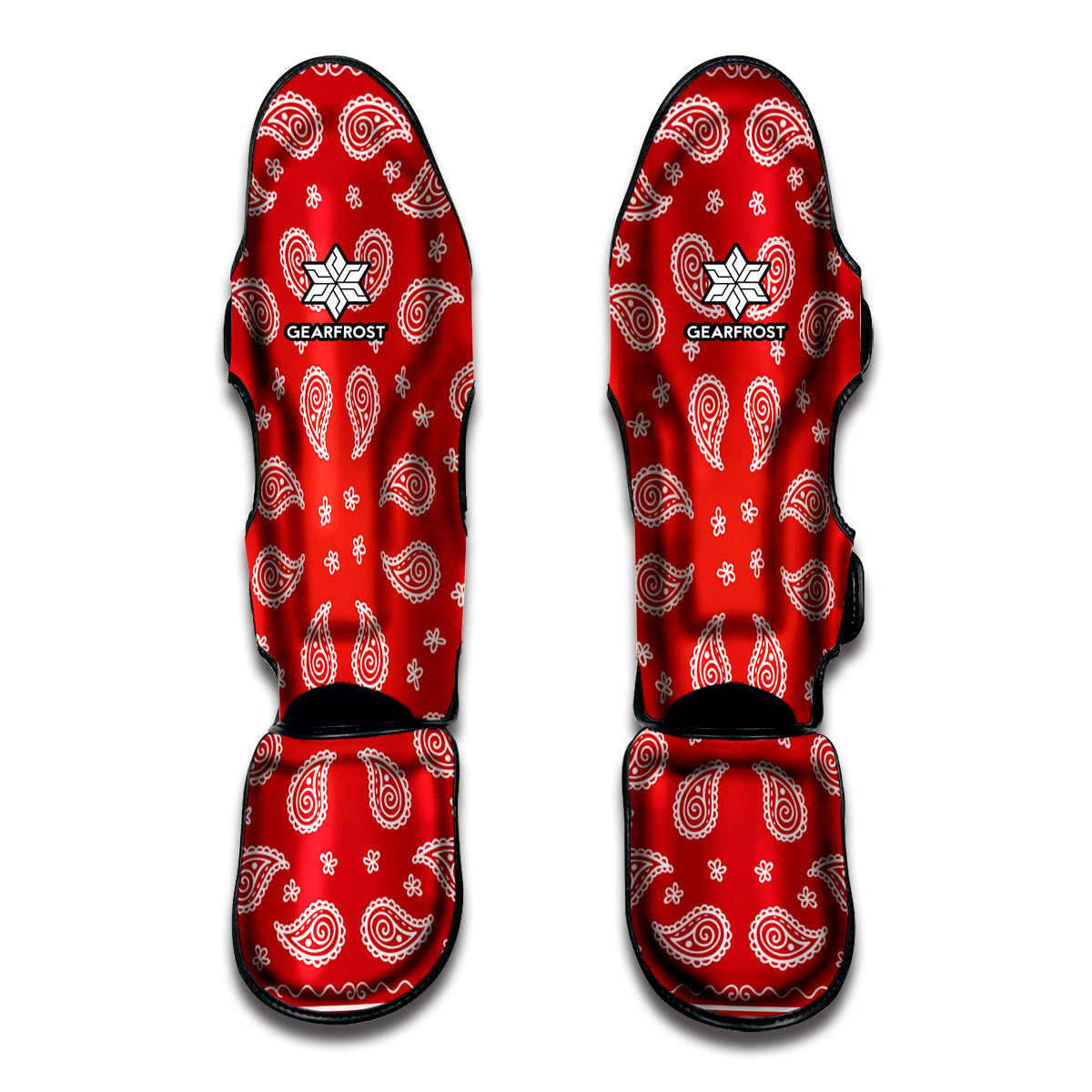 Red And White Bandana Print Muay Thai Shin Guards