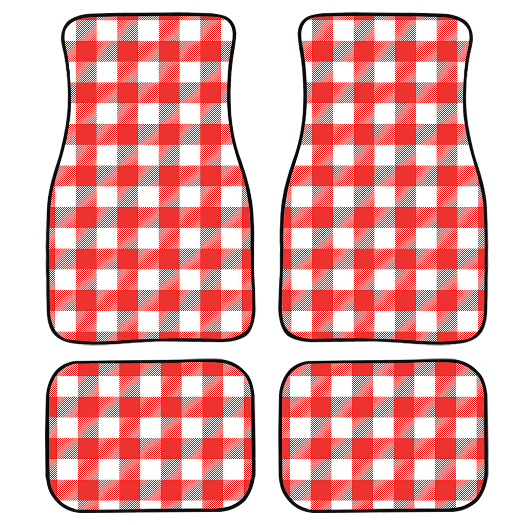 Red And White Buffalo Check Print Front and Back Car Floor Mats