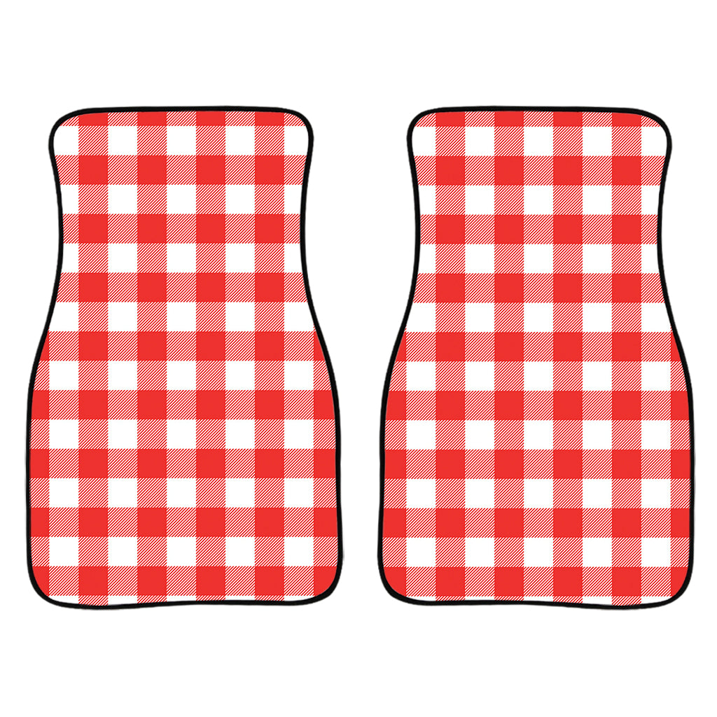 Red And White Buffalo Check Print Front Car Floor Mats