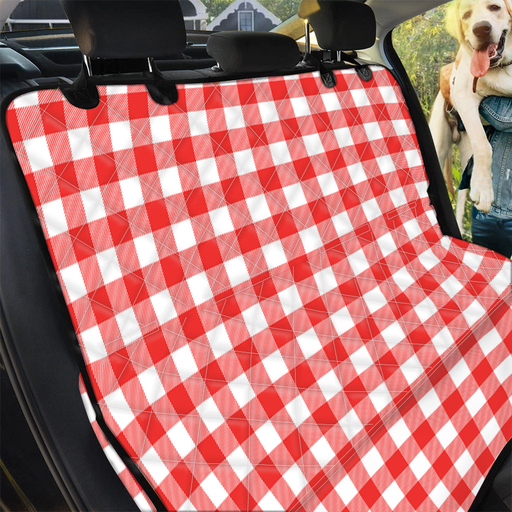 Red And White Buffalo Check Print Pet Car Back Seat Cover