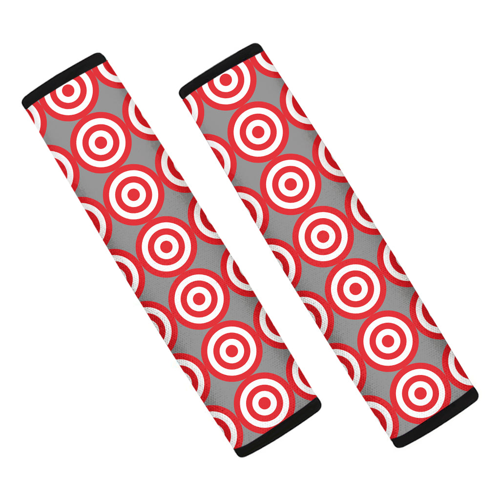 Red And White Bullseye Target Print Car Seat Belt Covers