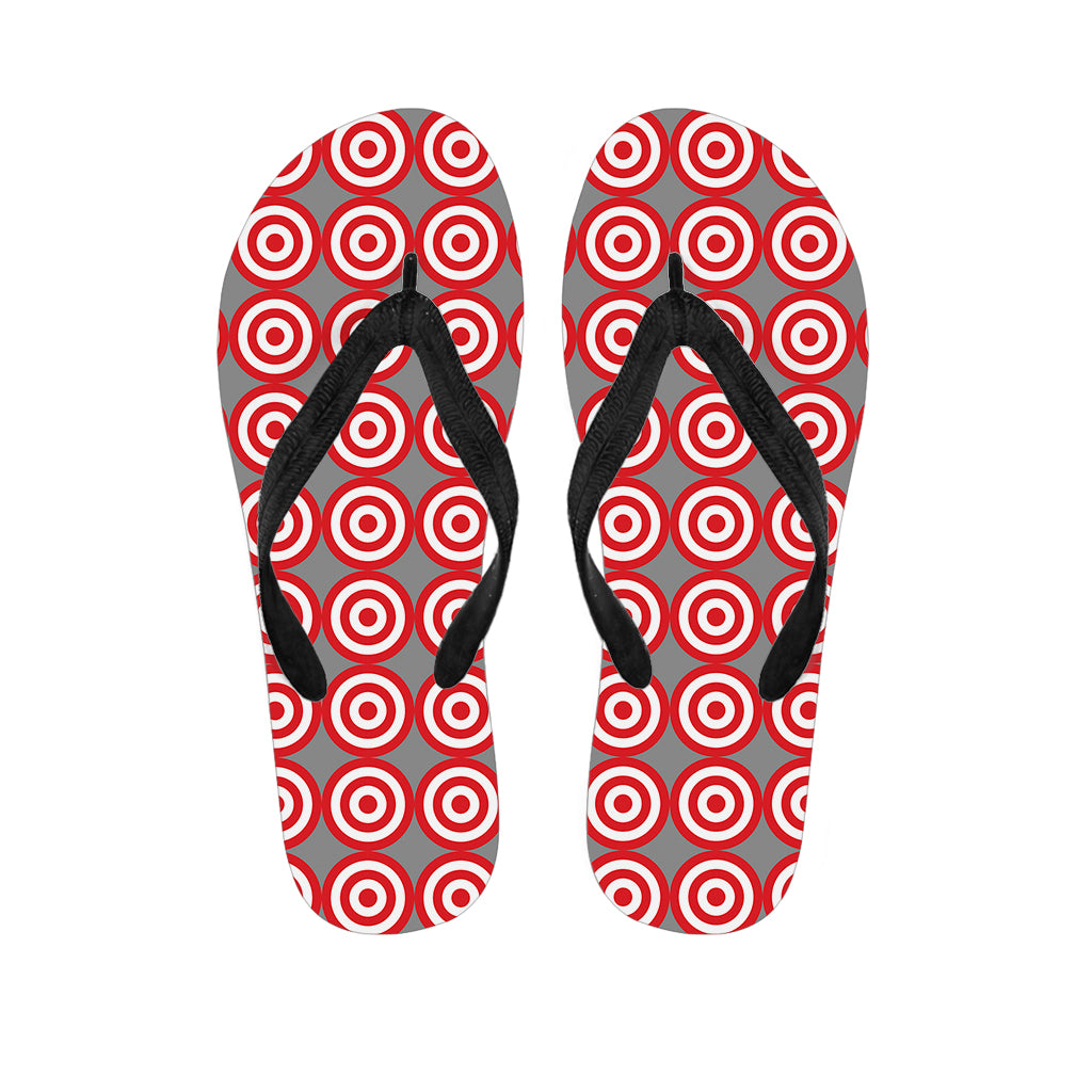 Red And White Bullseye Target Print Flip Flops