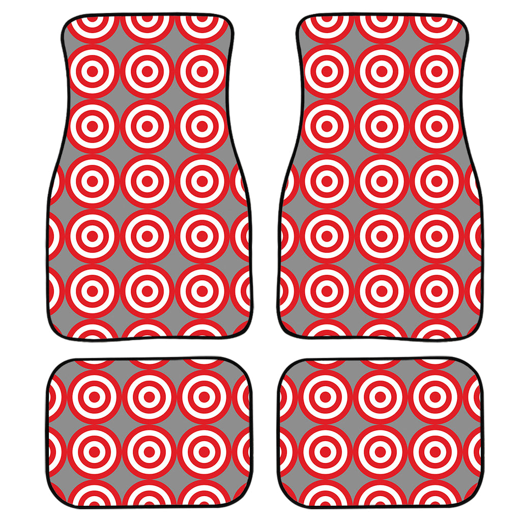 Red And White Bullseye Target Print Front and Back Car Floor Mats