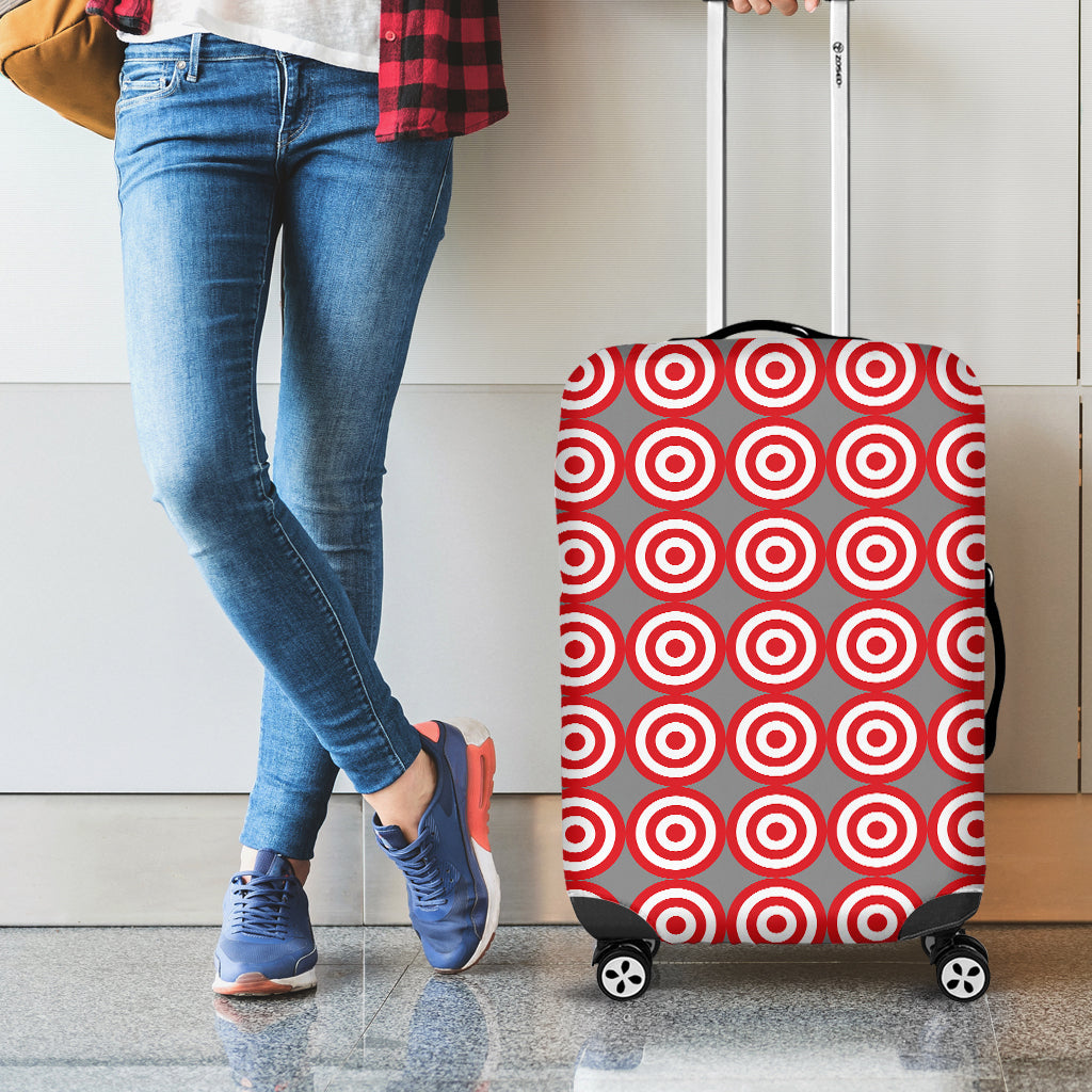 Red And White Bullseye Target Print Luggage Cover