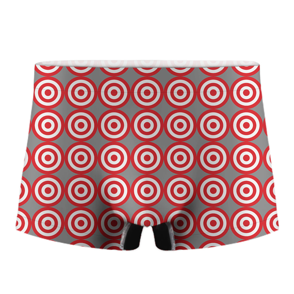 Red And White Bullseye Target Print Men's Boxer Briefs