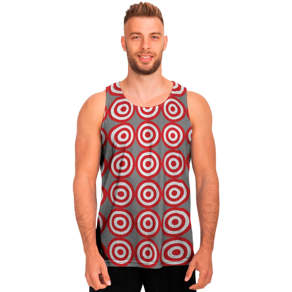 Red And White Bullseye Target Print Men's Tank Top