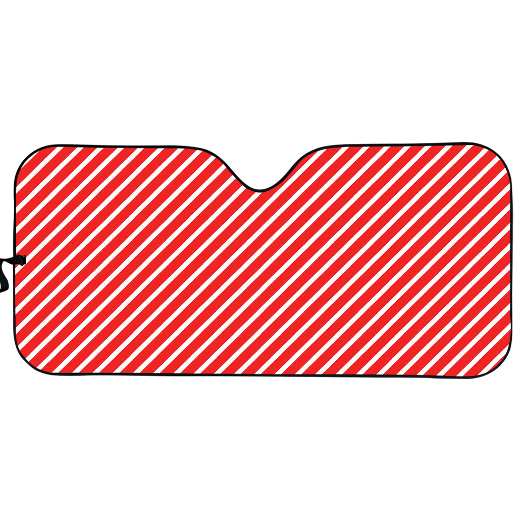 Red And White Candy Cane Pattern Print Car Sun Shade