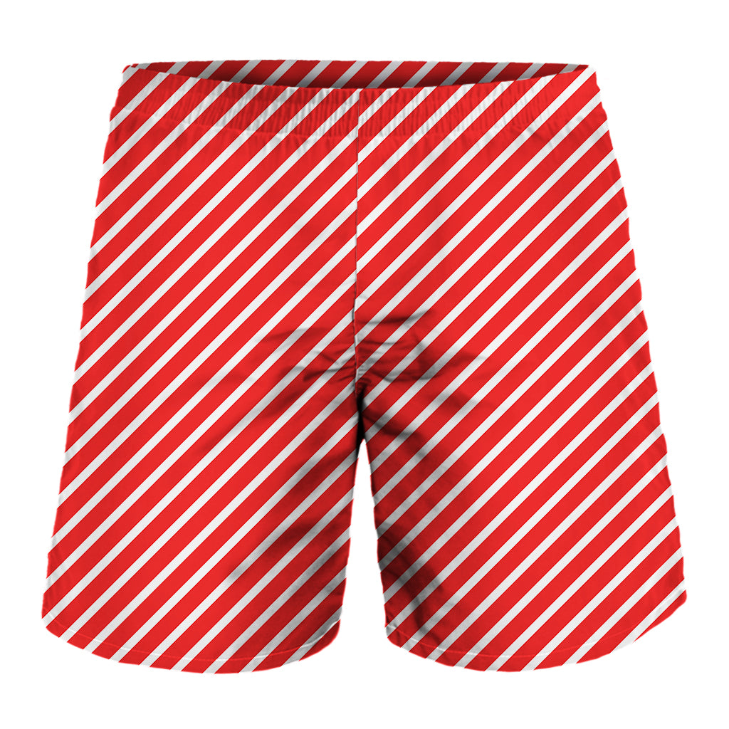 Red And White Candy Cane Pattern Print Men's Shorts