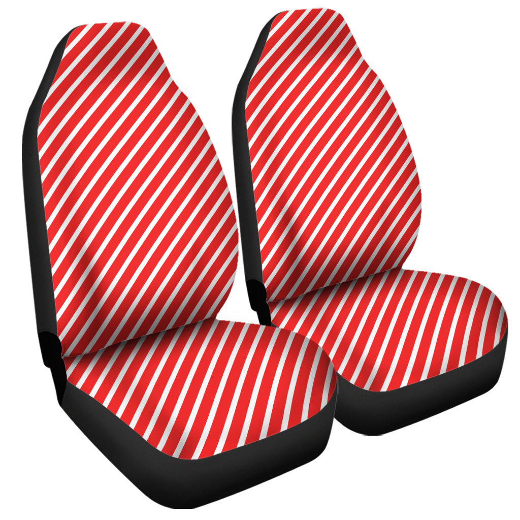 Red And White Candy Cane Pattern Print Universal Fit Car Seat Covers