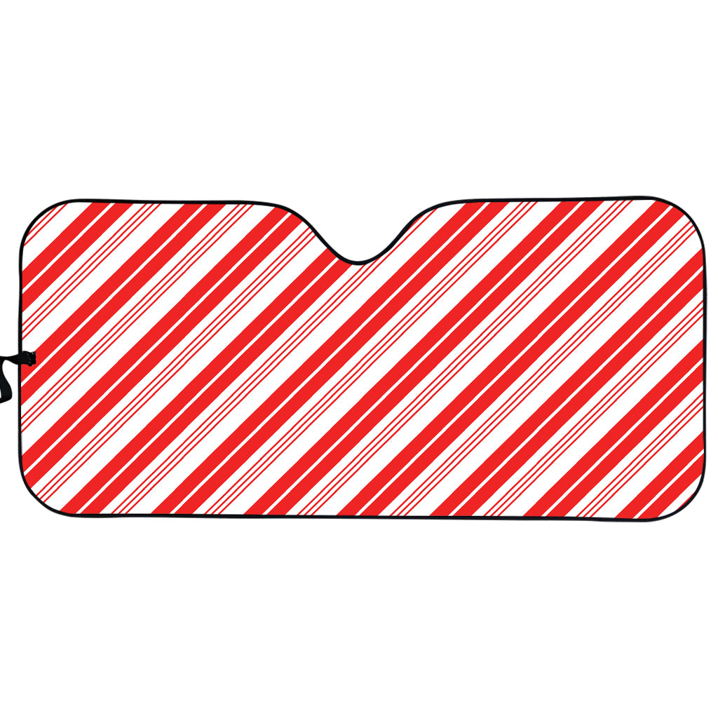 Red And White Candy Cane Stripe Print Car Sun Shade