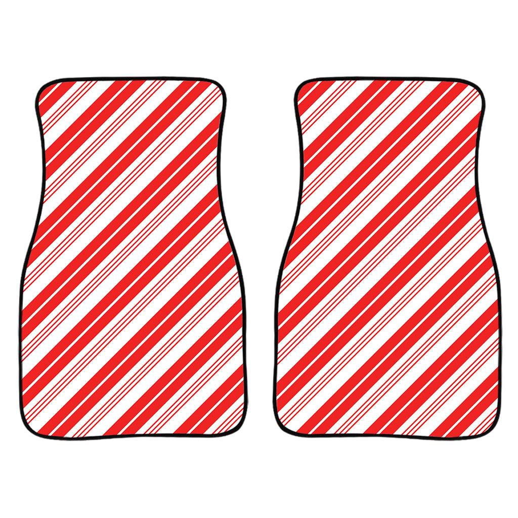 Red And White Candy Cane Stripe Print Front Car Floor Mats