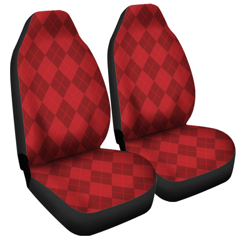 Red Argyle Pattern Print Universal Fit Car Seat Covers