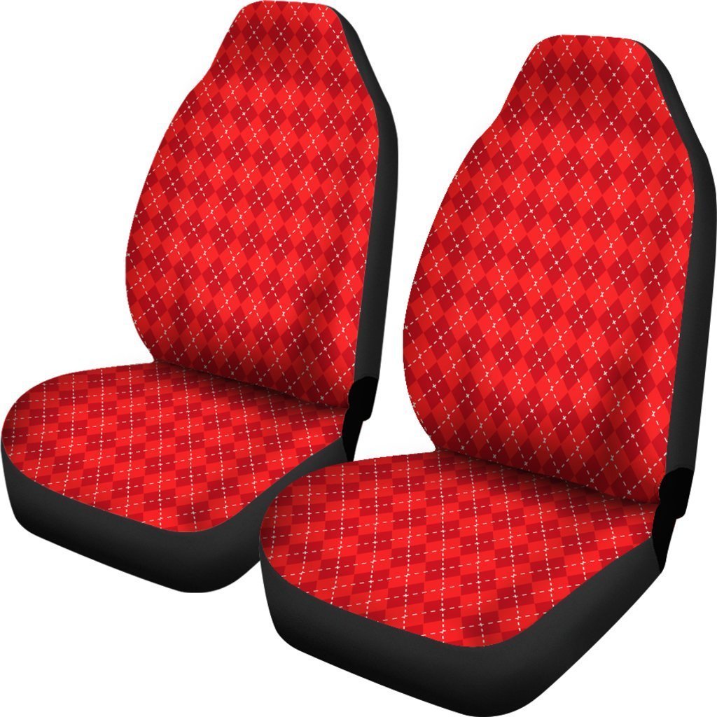 Red Argyle Universal Fit Car Seat Covers