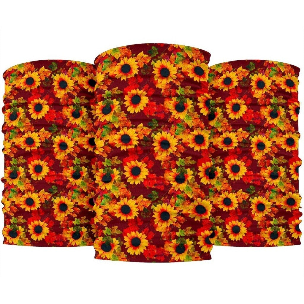 Red Autumn Sunflower Pattern Print 3-Pack Bandanas