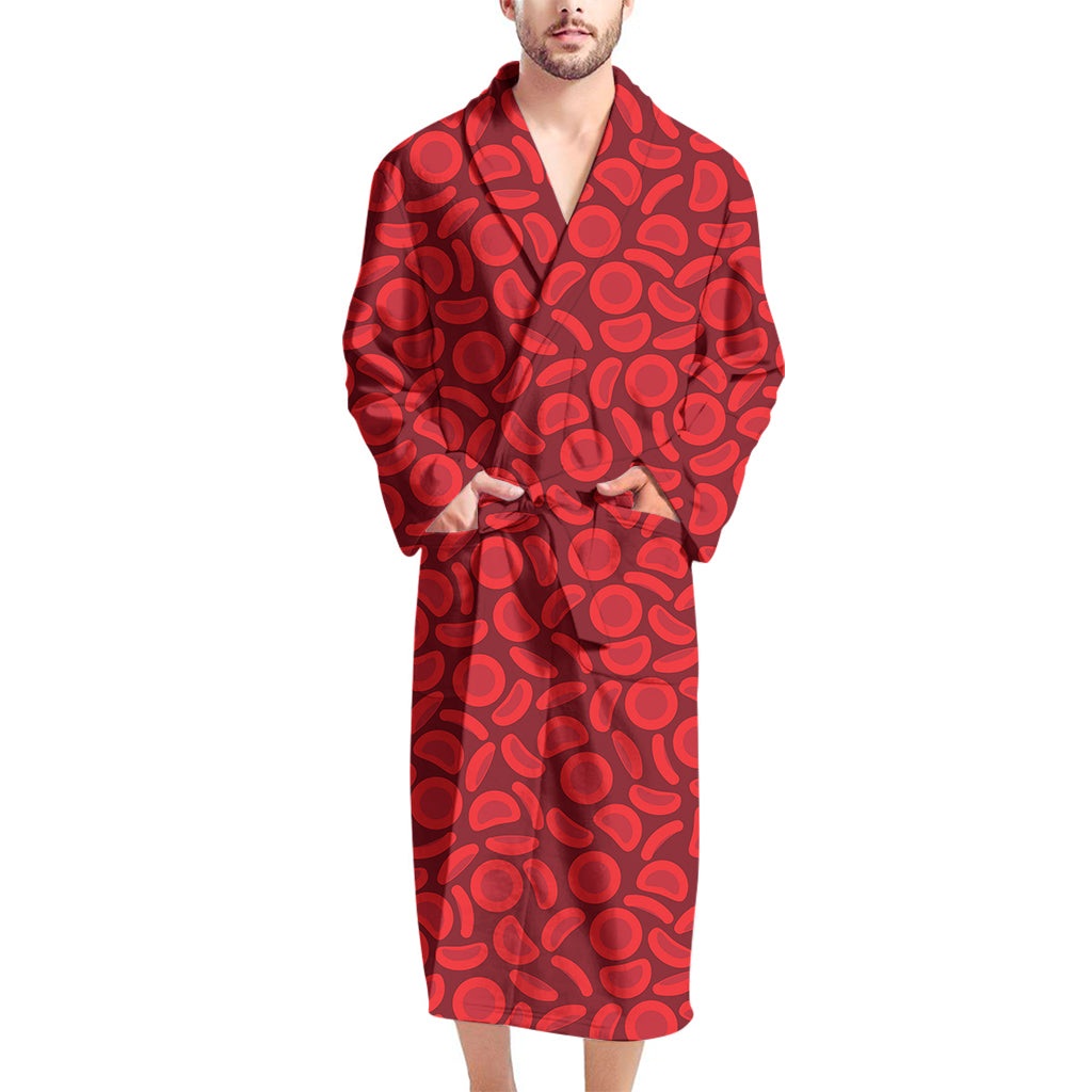 Red Blood Cells Pattern Print Men's Bathrobe