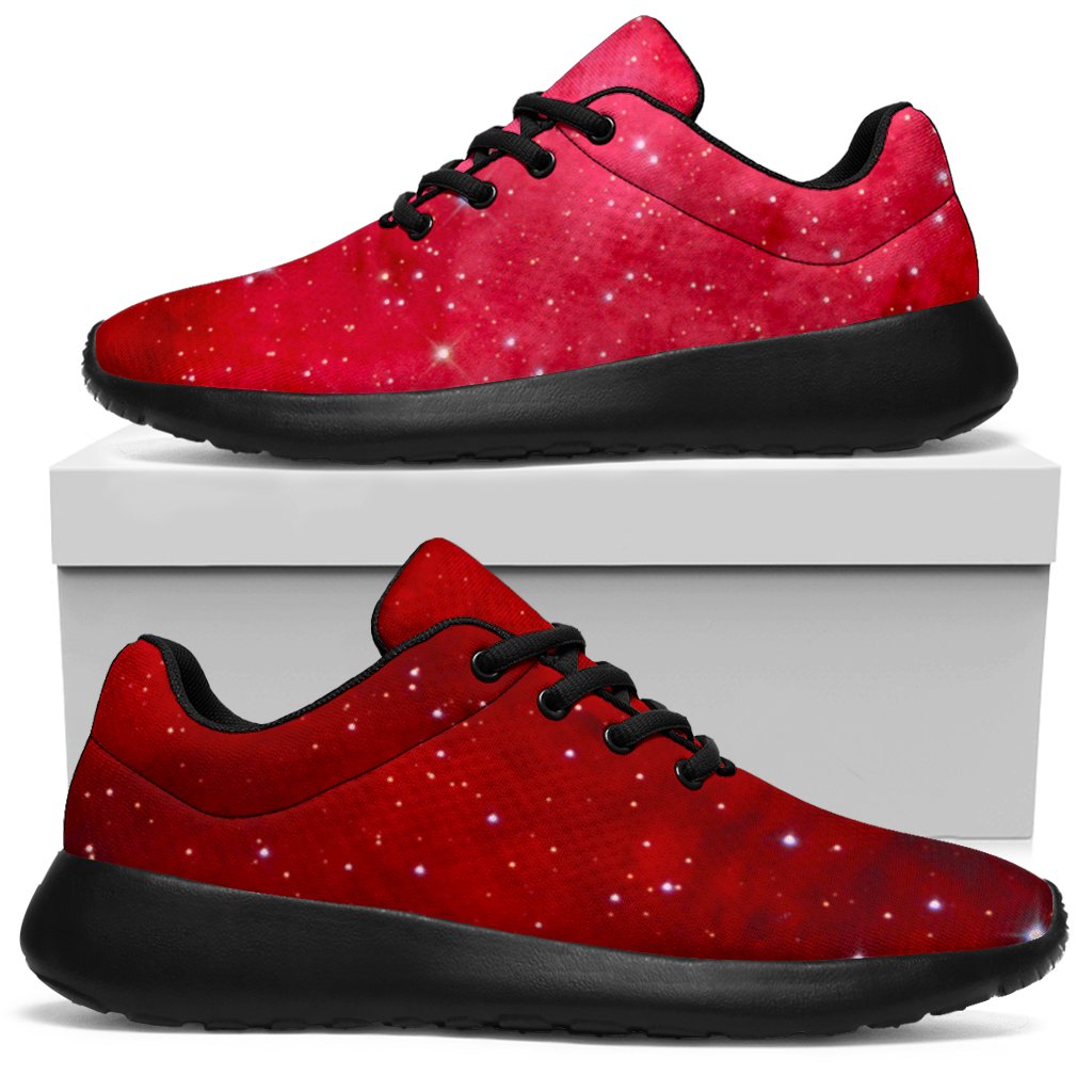 Red Galaxy Space Cloud Print Sport Sneakers