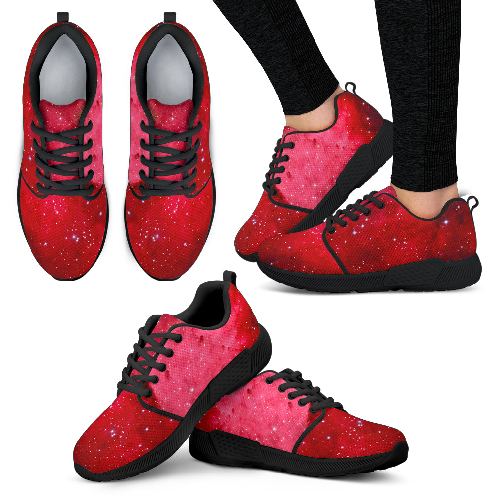 Red Galaxy Space Cloud Print Women's Athletic Shoes