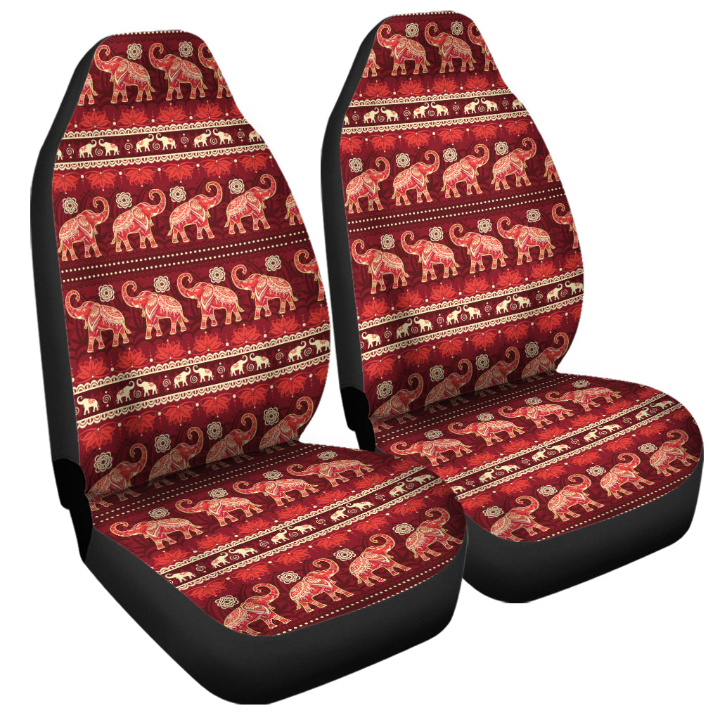 Red Indian Elephant Pattern Print Universal Fit Car Seat Covers