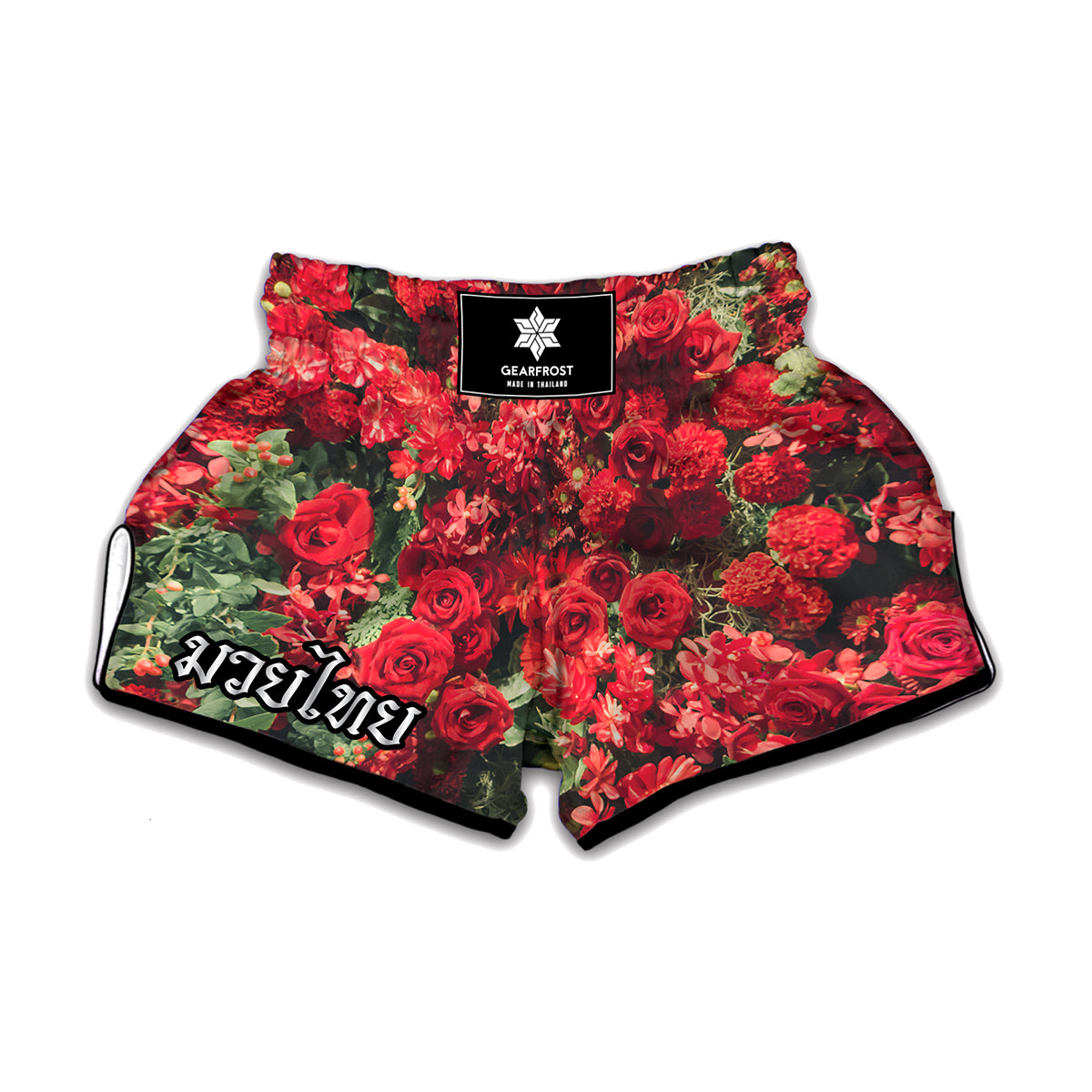 Red Rose Flower Print Muay Thai Boxing Shorts