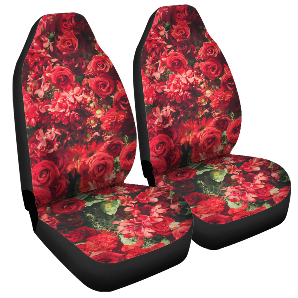 Red Rose Flower Print Universal Fit Car Seat Covers