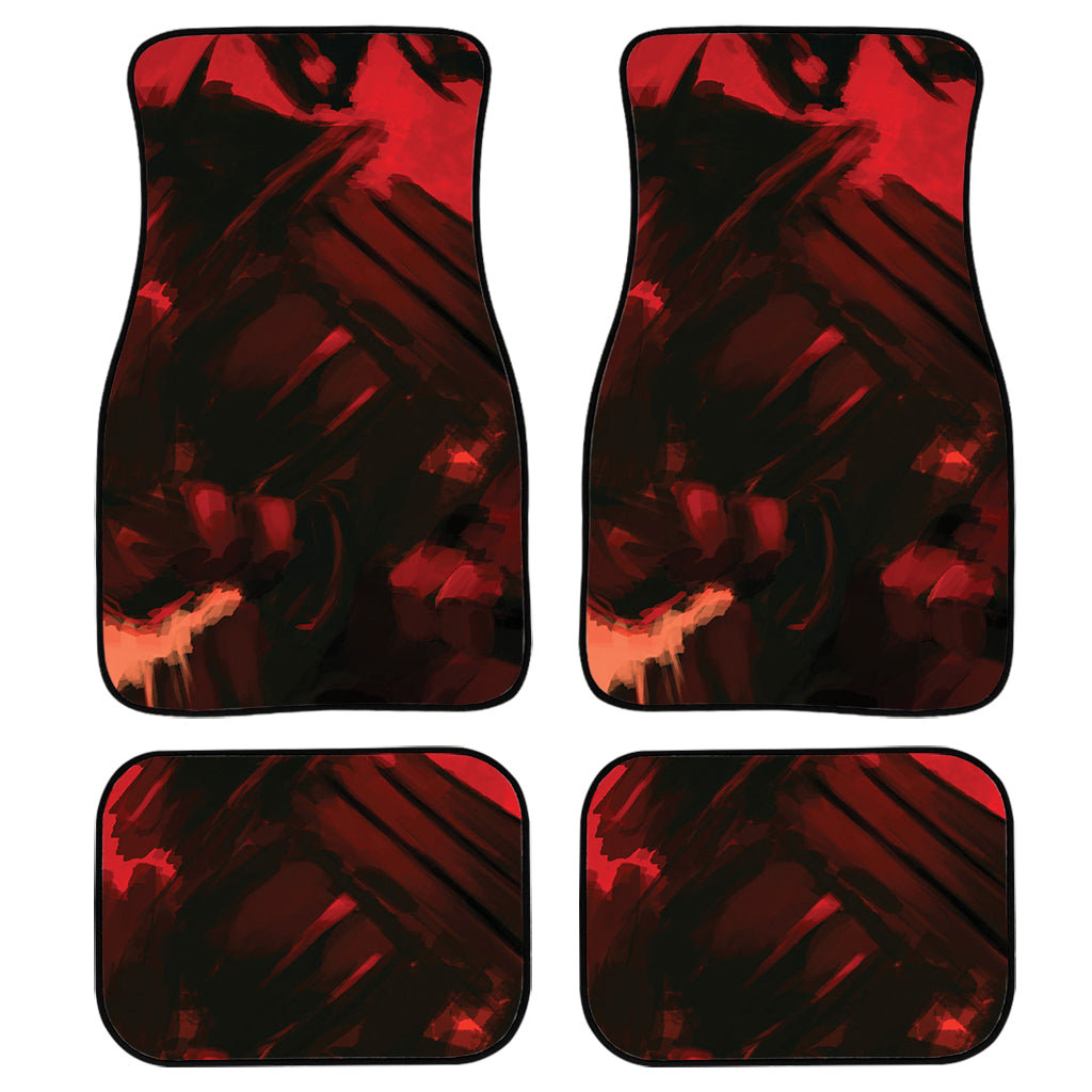 Red Sunset Samurai Print Front and Back Car Floor Mats