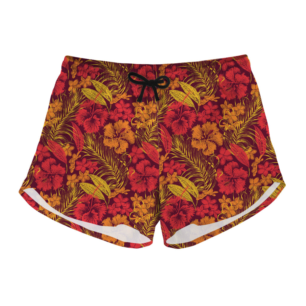 Retro Hawaiian Tropical Floral Print Women's Shorts