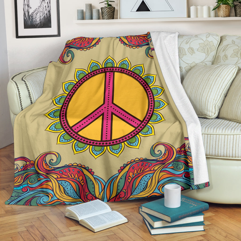 Retro Hippie Peace Blanket