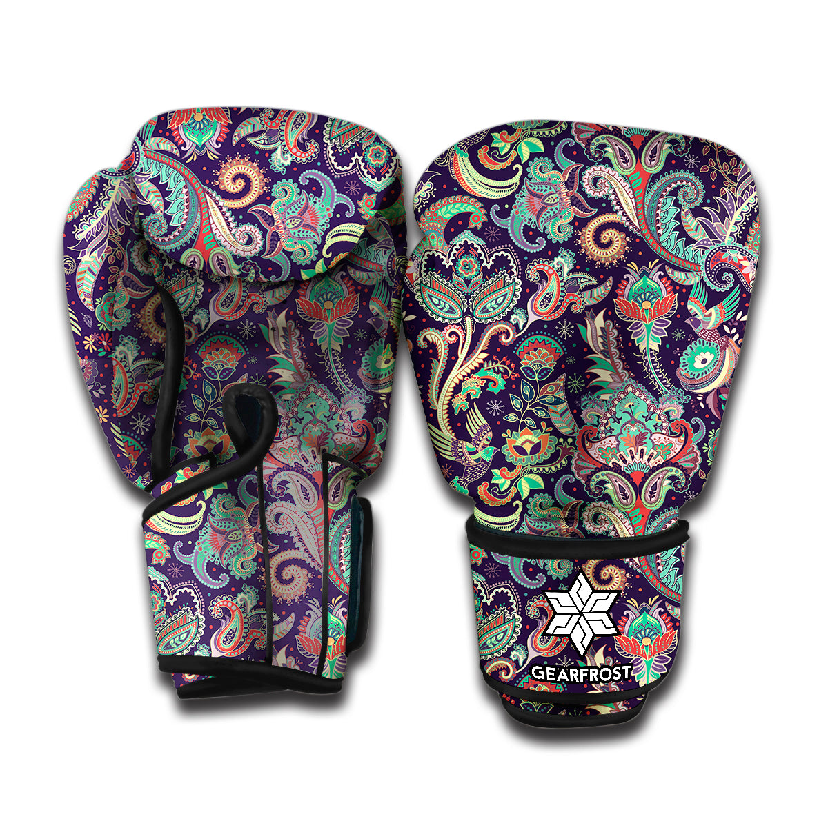 Retro Indian Paisley Pattern Print Boxing Gloves