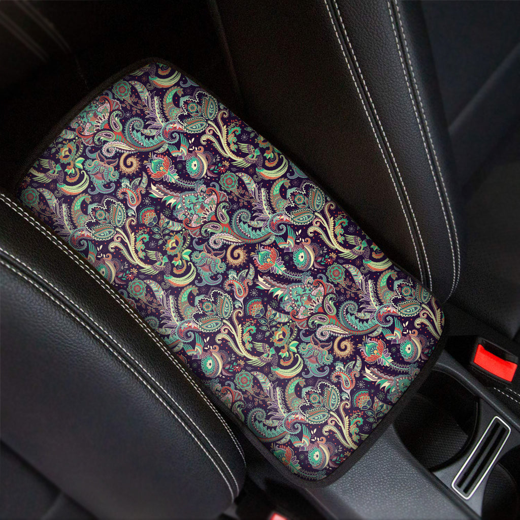Retro Indian Paisley Pattern Print Car Center Console Cover
