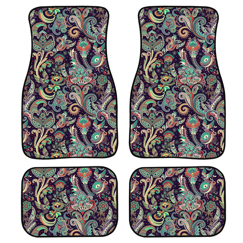 Retro Indian Paisley Pattern Print Front and Back Car Floor Mats