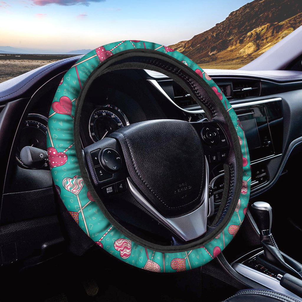 Retro Lollipop Pattern Print Car Steering Wheel Cover