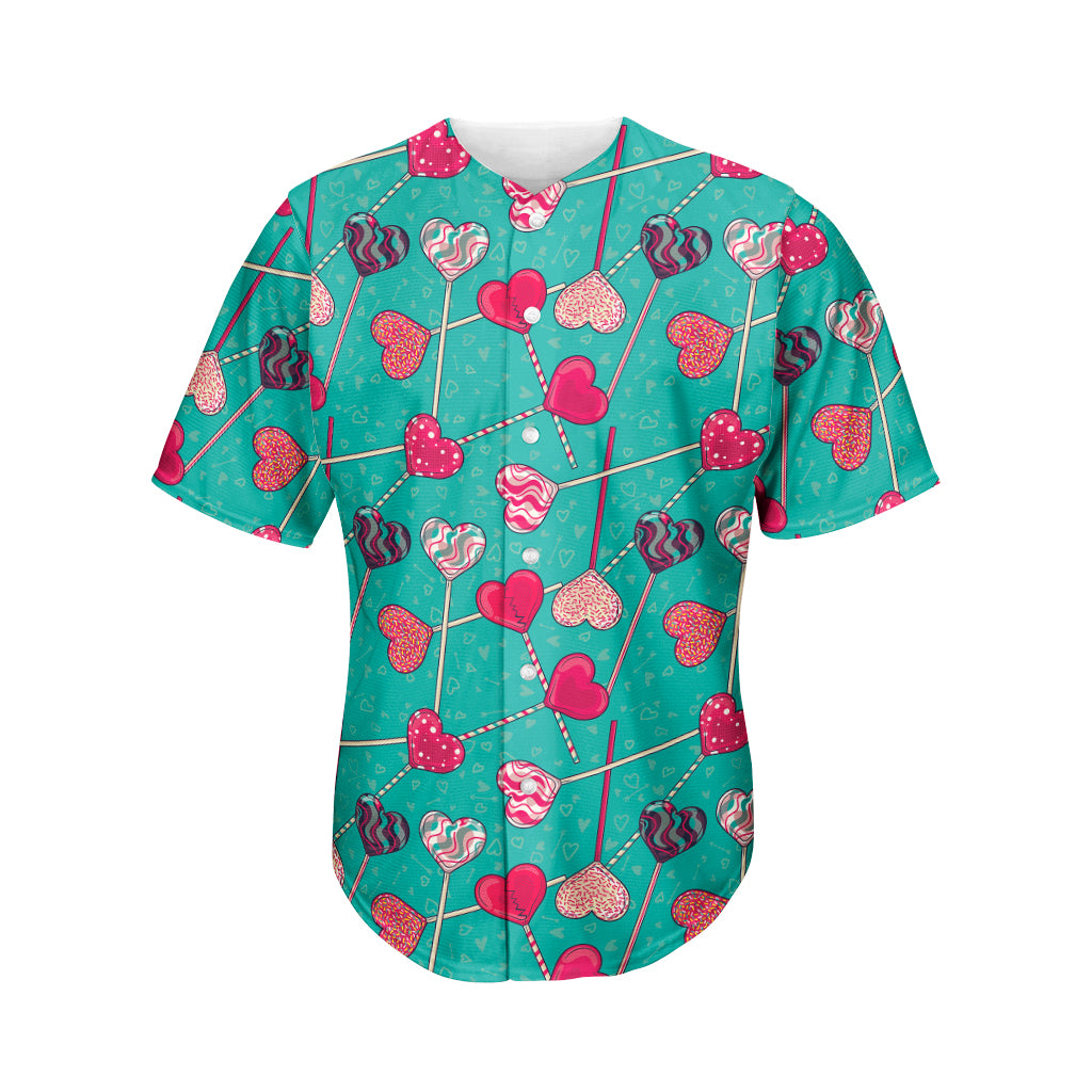 Retro Lollipop Pattern Print Men's Baseball Jersey