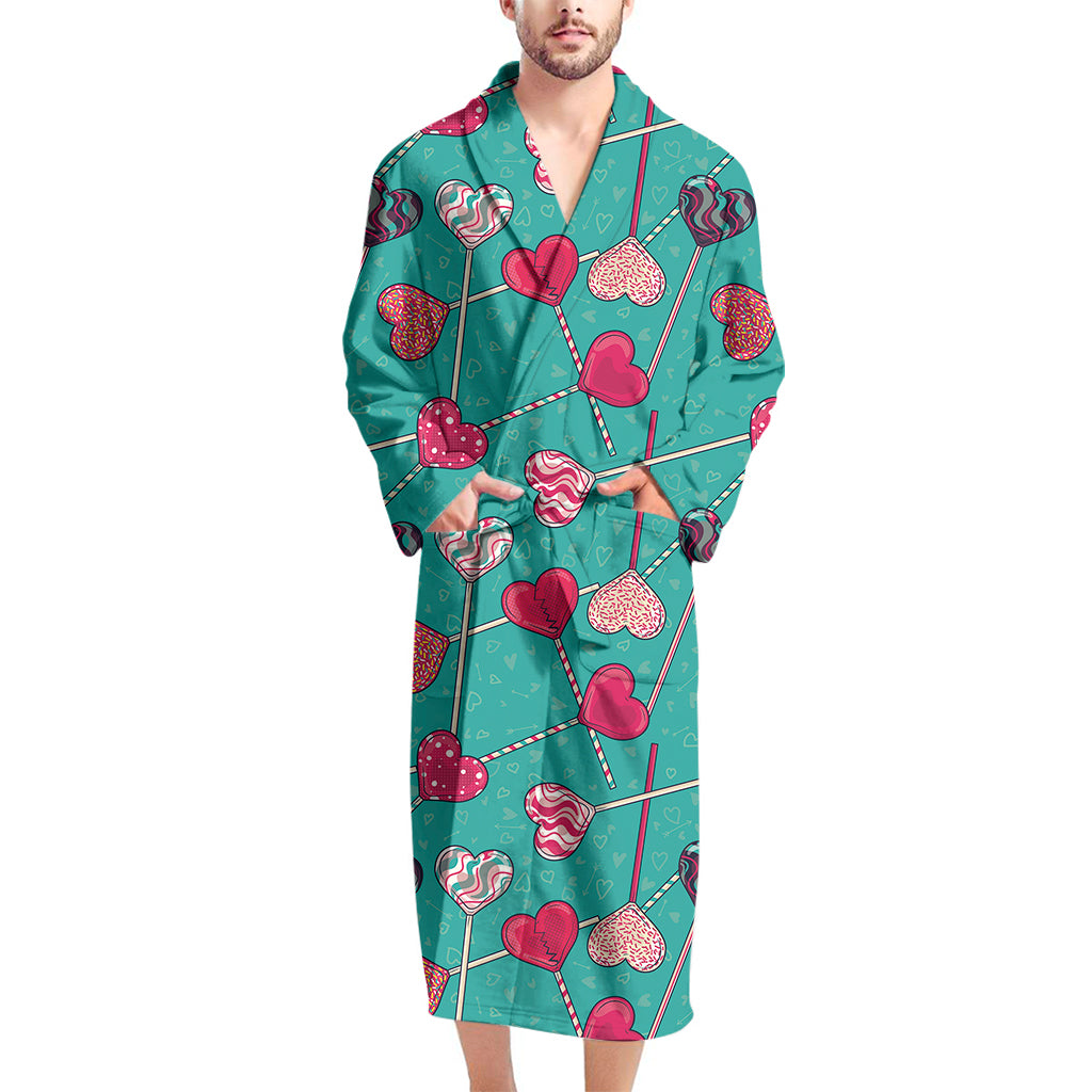 Retro Lollipop Pattern Print Men's Bathrobe