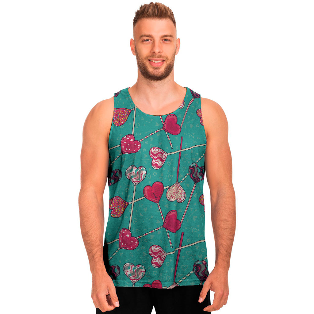 Retro Lollipop Pattern Print Men's Tank Top