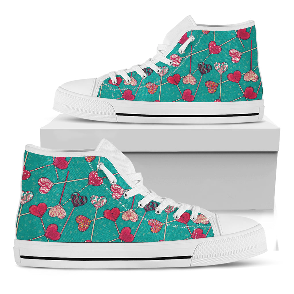 Retro Lollipop Pattern Print White High Top Shoes