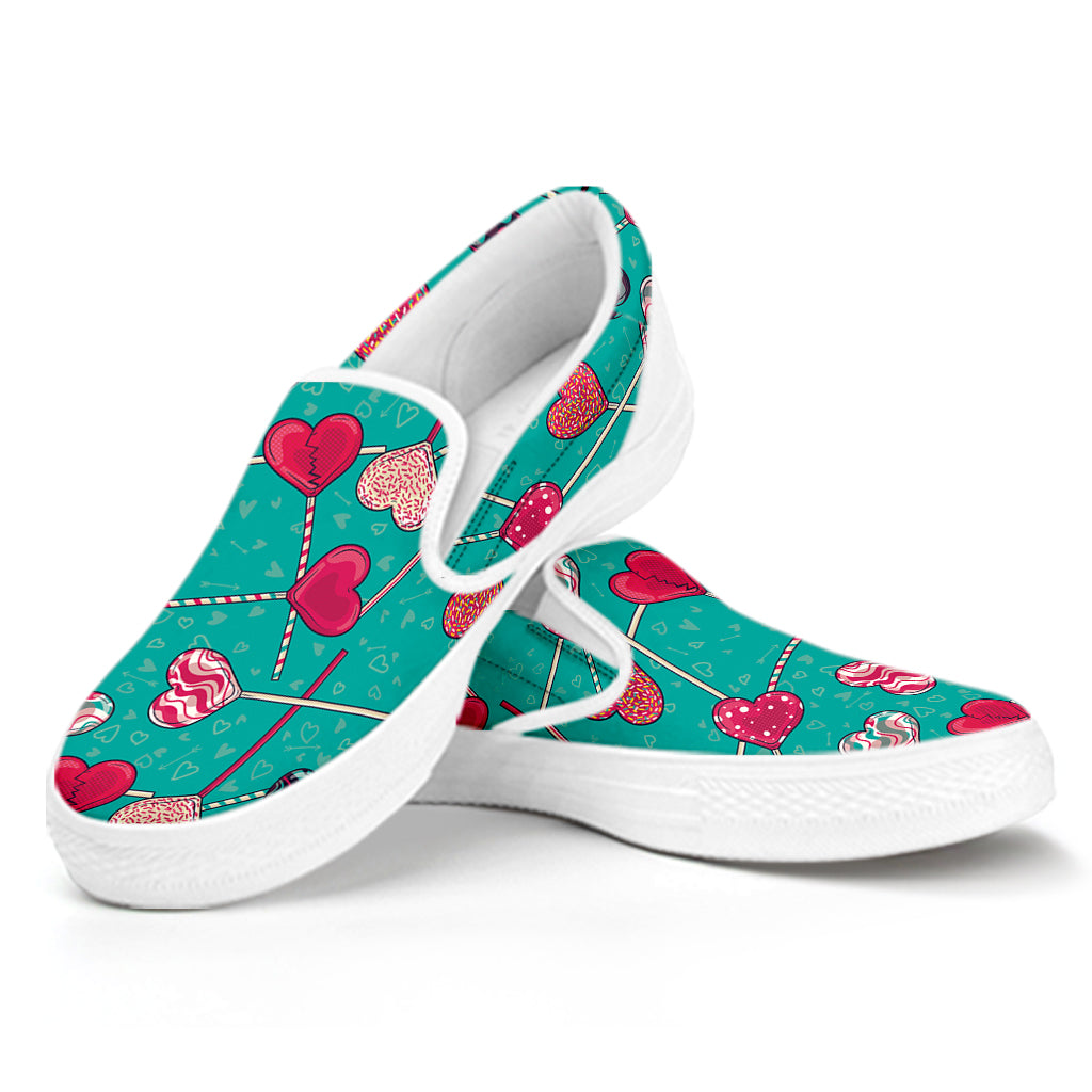 Retro Lollipop Pattern Print White Slip On Shoes