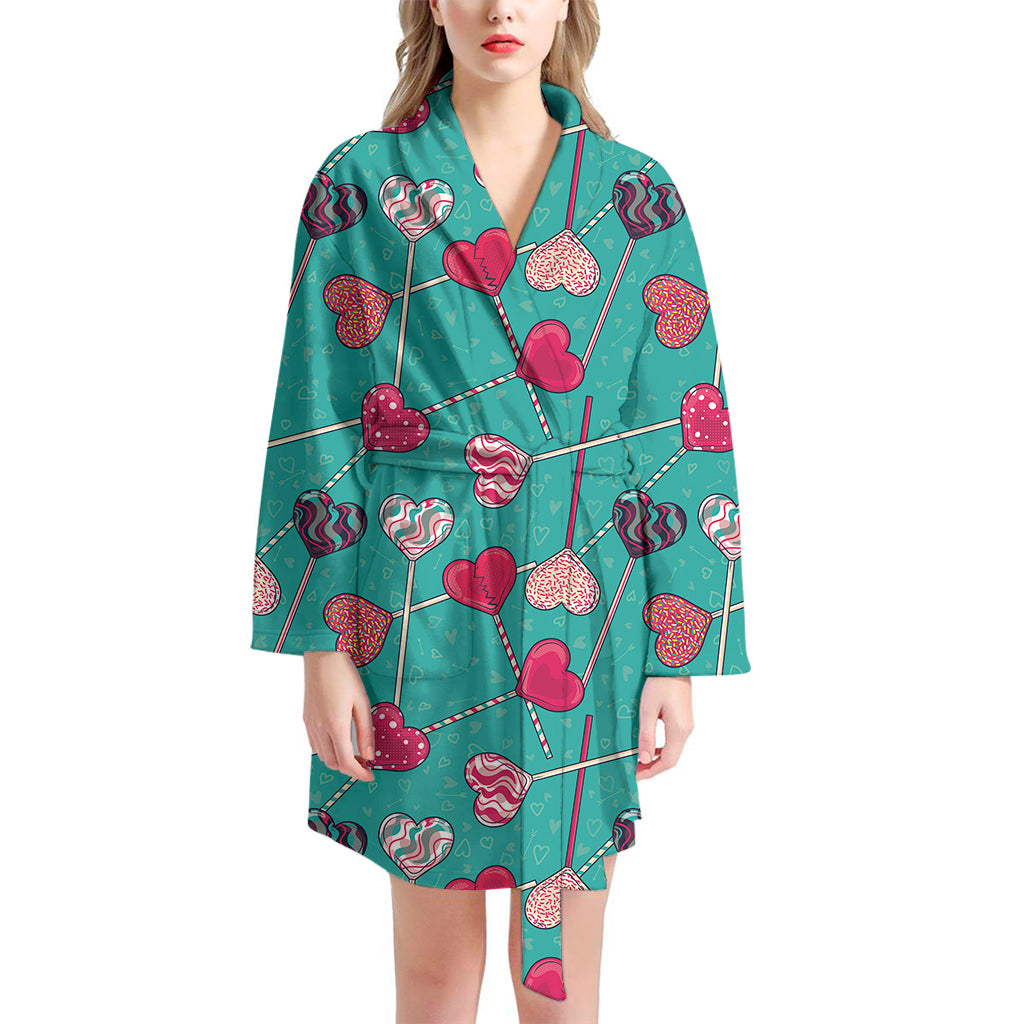 Retro Lollipop Pattern Print Women's Bathrobe