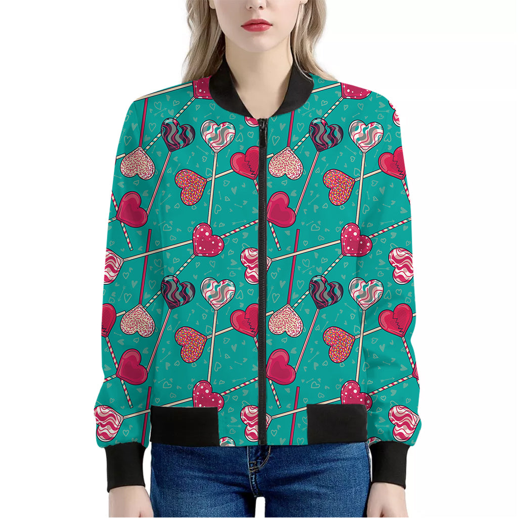 Retro Lollipop Pattern Print Women's Bomber Jacket