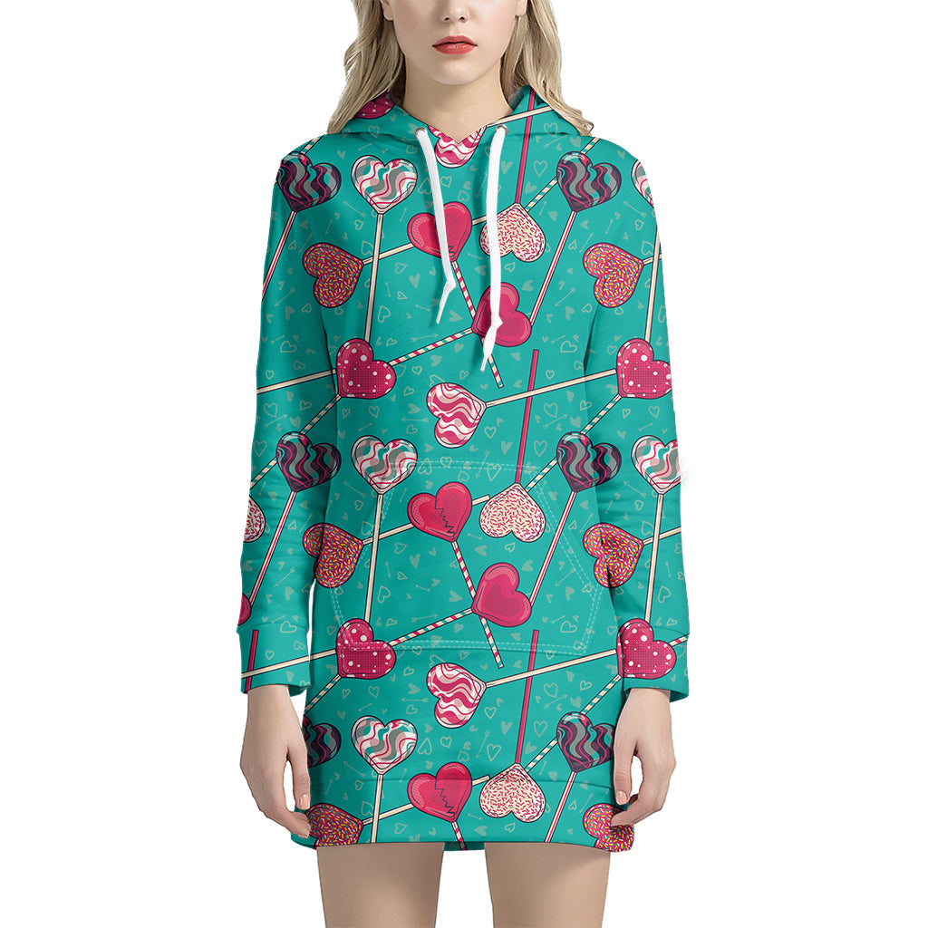 Retro Lollipop Pattern Print Women's Pullover Hoodie Dress