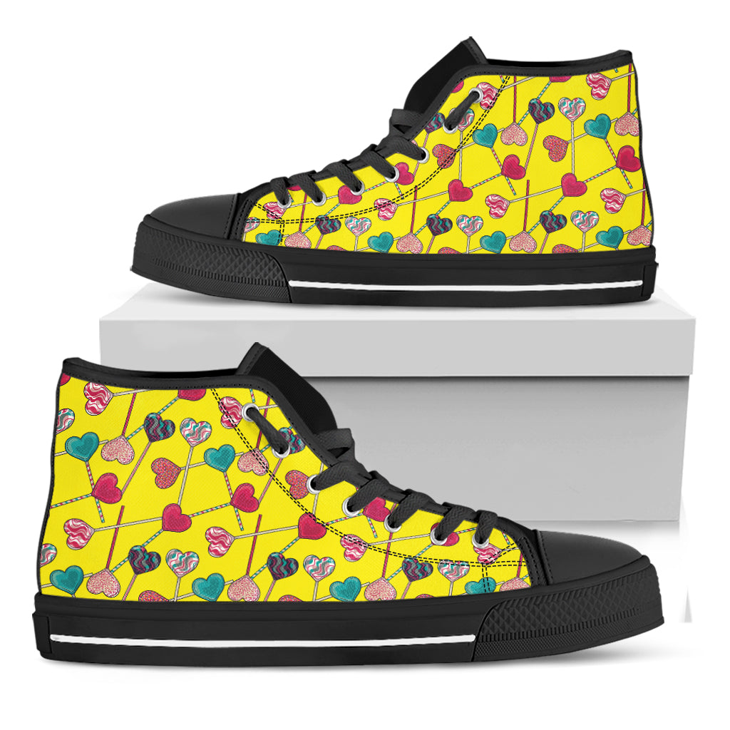 Retro Lollipop Print Black High Top Shoes