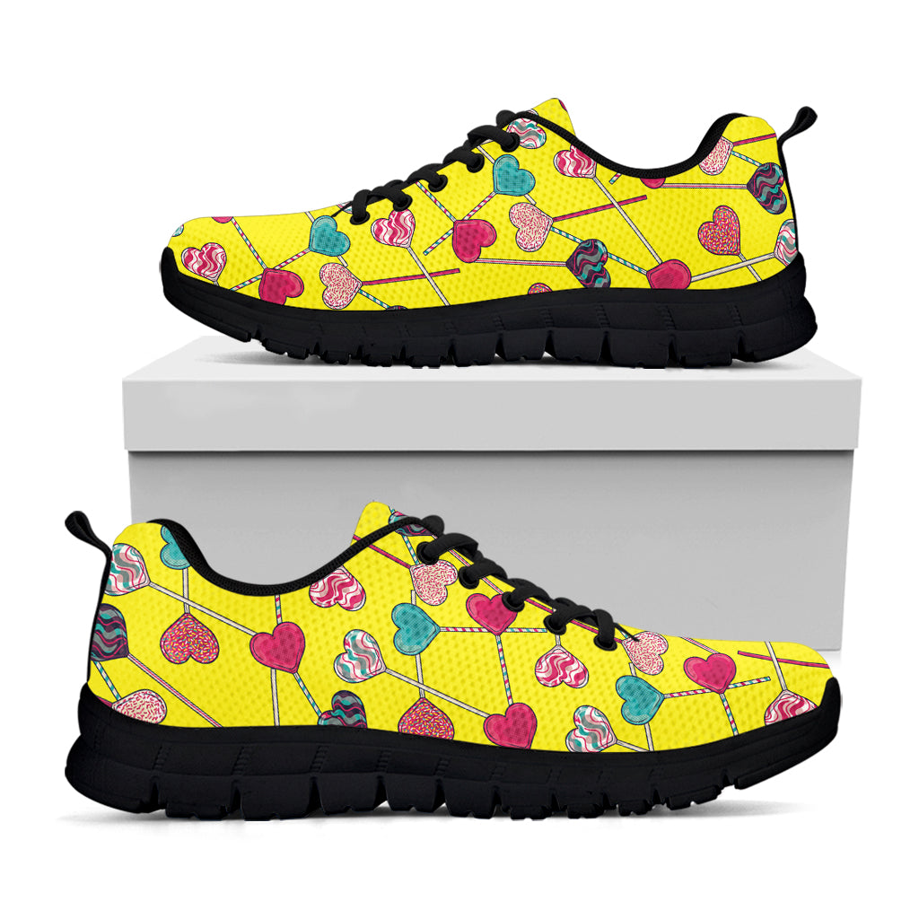 Retro Lollipop Print Black Sneakers