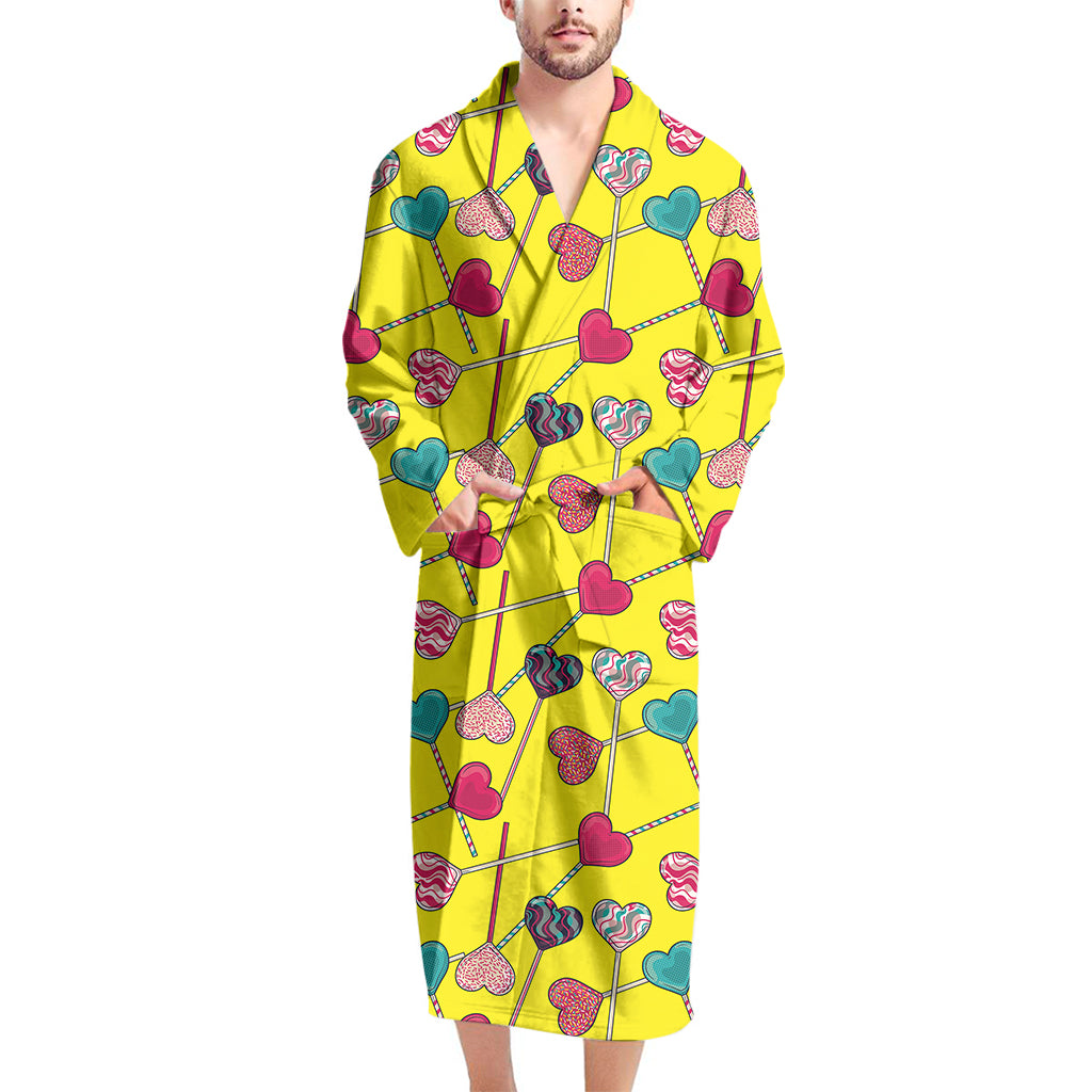 Retro Lollipop Print Men's Bathrobe