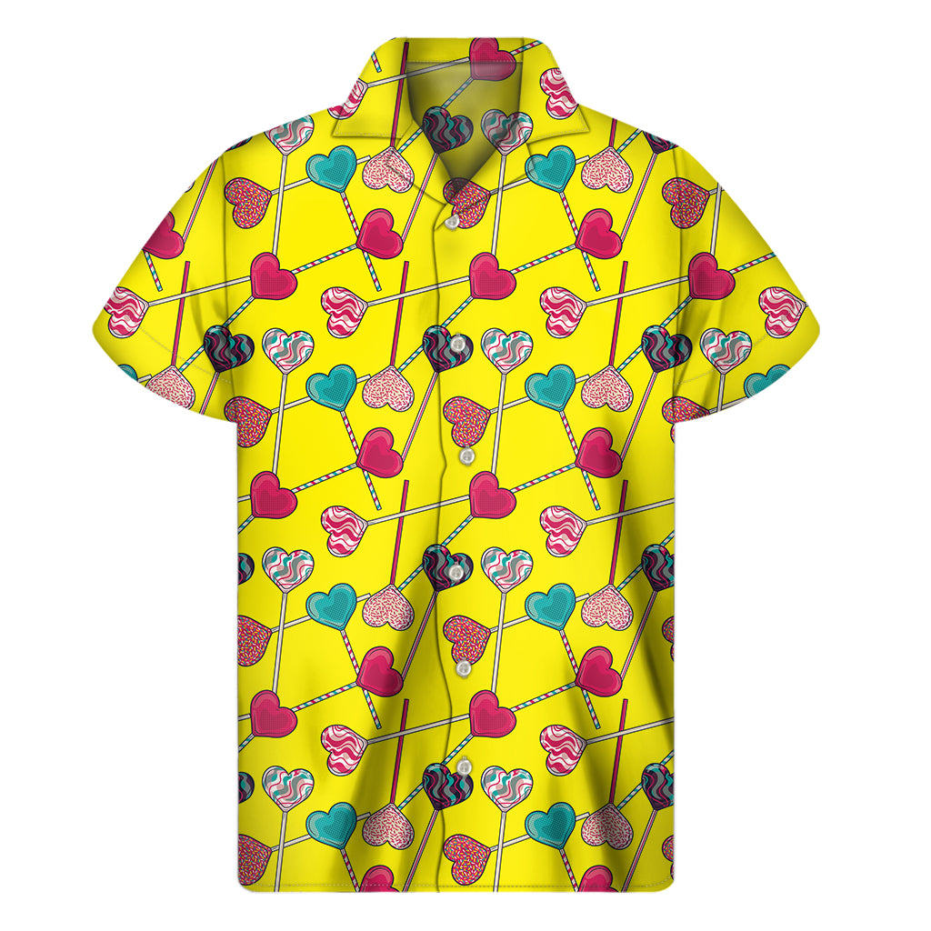 Retro Lollipop Print Men's Short Sleeve Shirt