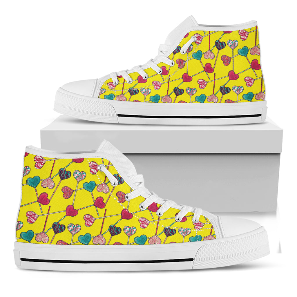 Retro Lollipop Print White High Top Shoes