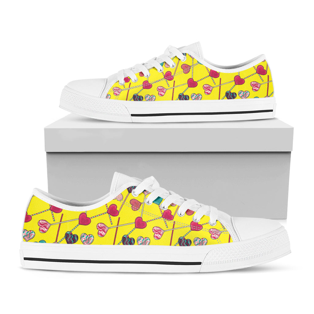 Retro Lollipop Print White Low Top Shoes