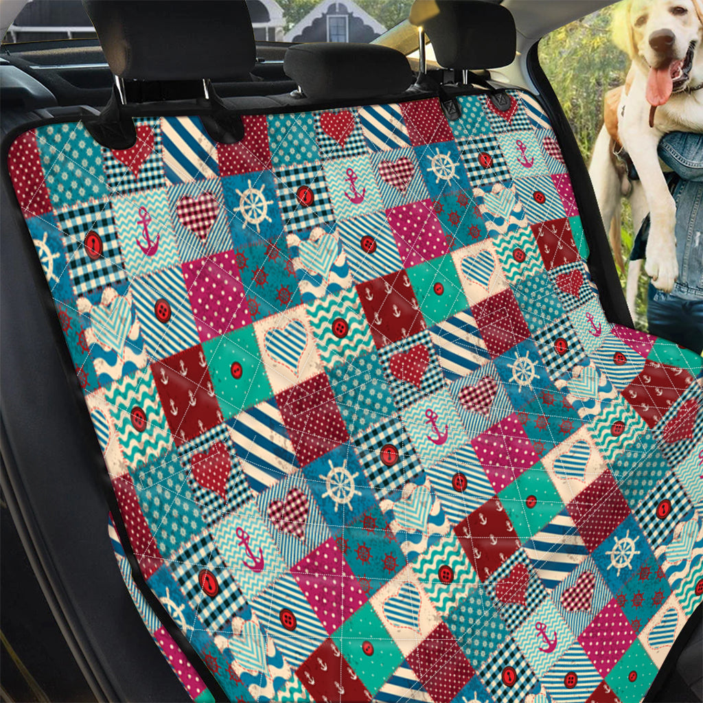 Retro Nautical Patchwork Pattern Print Pet Car Back Seat Cover