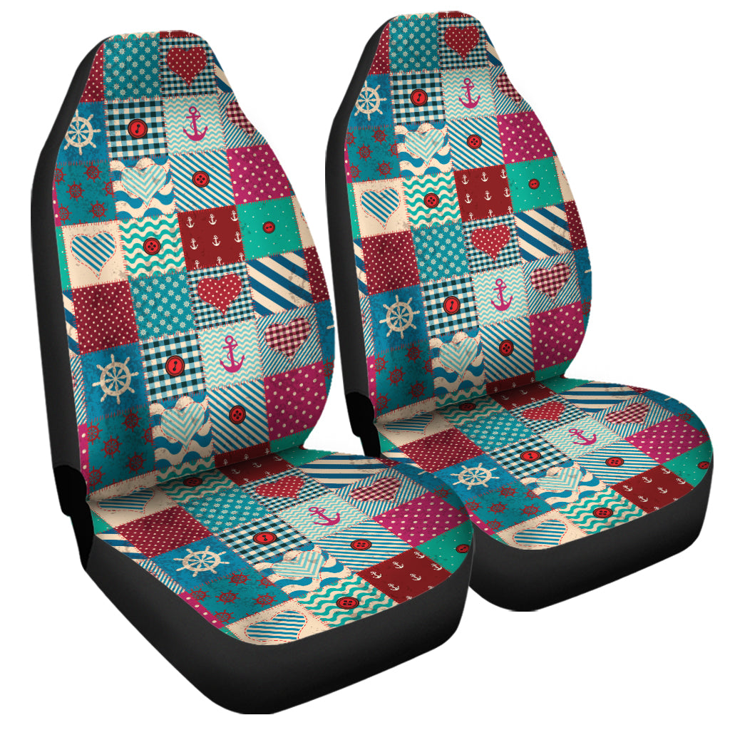 Retro Nautical Patchwork Pattern Print Universal Fit Car Seat Covers