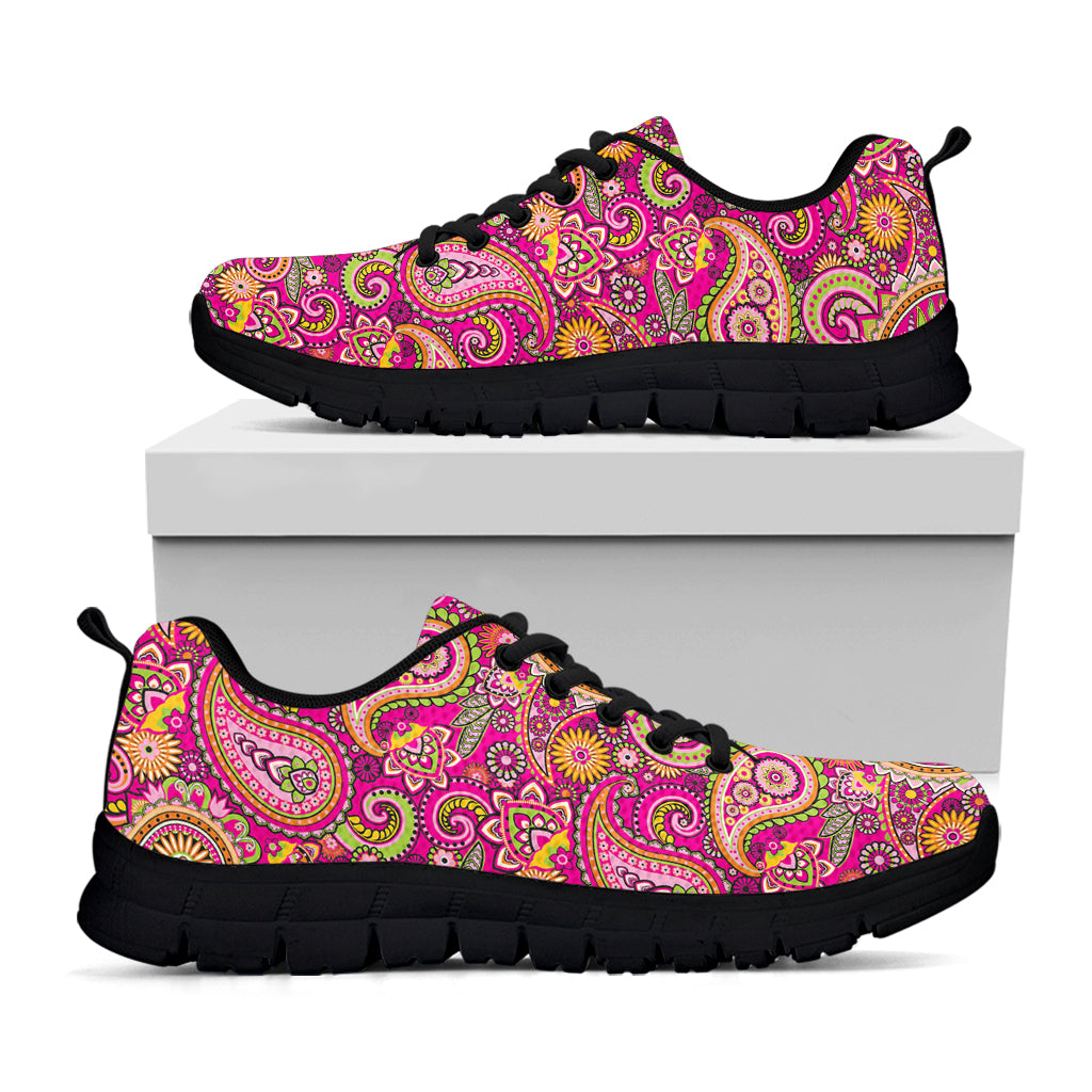 Retro Paisley Pattern Print Black Sneakers