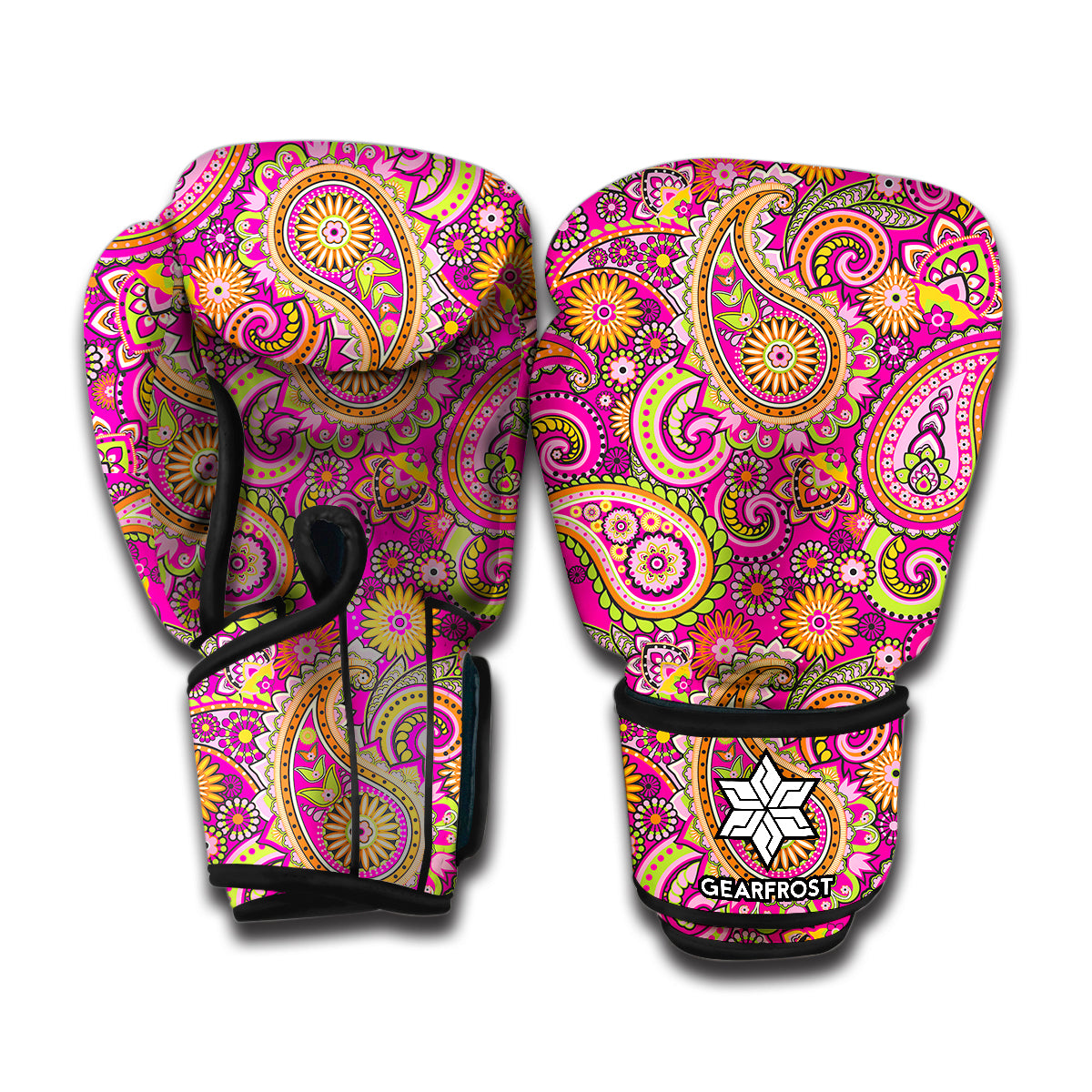 Retro Paisley Pattern Print Boxing Gloves